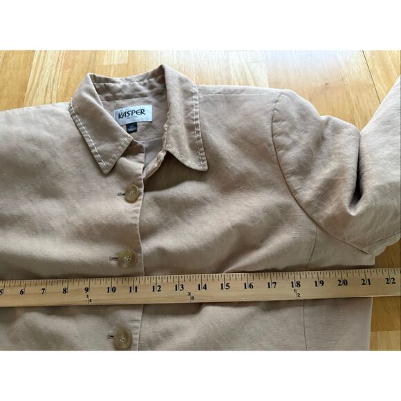 Kasper Petite Linen Blend Blazer Jacket Size 14P – Beige Tan, Classic - Picture 8 of 12